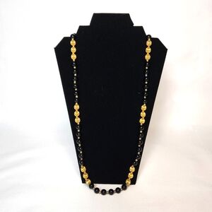 Elegant Black and Gold Beaded Necklace 18" L